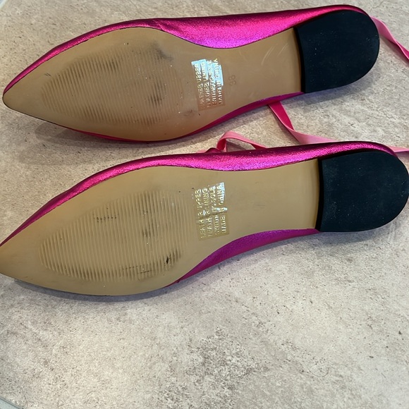 Free People Silent D Charly Lace Up Flats size 38 Fuchsia Metallic Leather New - Picture 4 of 9